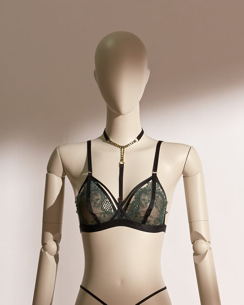 Emerald Obsidian Embroidery Bralette