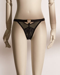 Heartbound Ouvert Brief featuring playful open crotch, heart trim detail, and open-back design for seductive charm