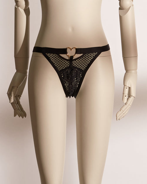 Heartbound Ouvert Brief featuring playful open crotch, heart trim detail, and open-back design for seductive charm