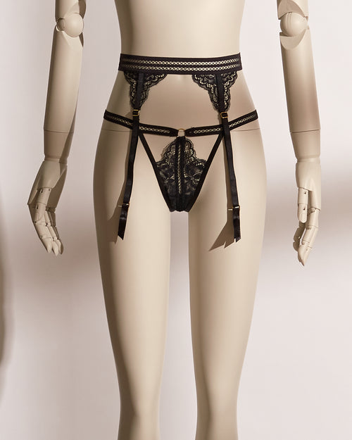 Midnight Allure Lace Garter Belt