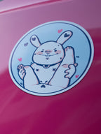 Set of animal-themed bunny car stickers with very adult scene.High-quality, weatherproof decals perfect for personalizing cars, laptops, and more.