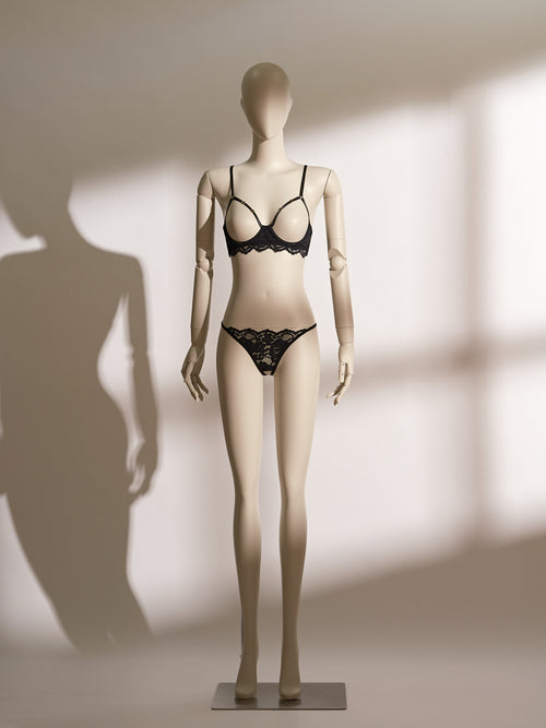 Bloomlace Ouvert Bra Set featuring a black lace open-cup bra with gold hardware and matching lace thong—an elegant and seductive lingerie ensemble from Pills N Poison.