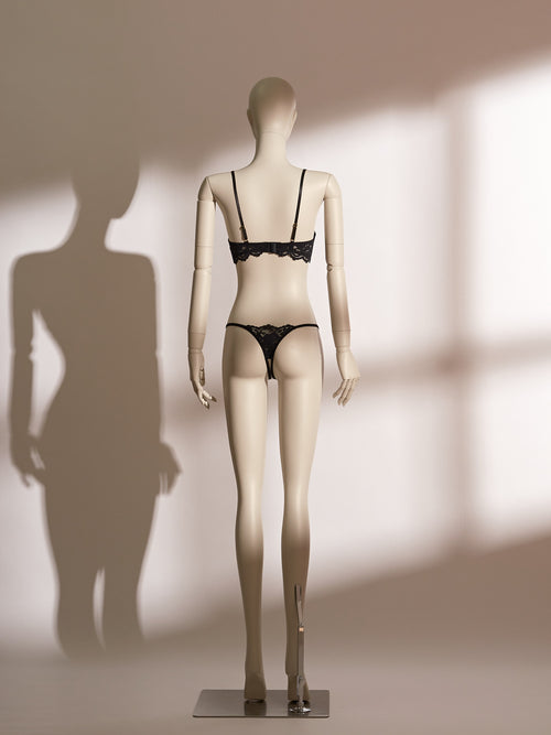 Bloomlace Ouvert Bra Set featuring a black lace open-cup bra with gold hardware and matching lace thong—an elegant and seductive lingerie ensemble from Pills N Poison.