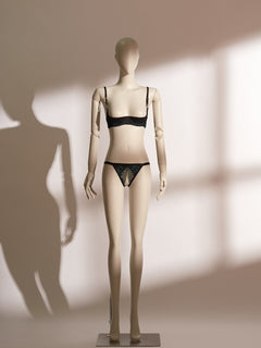 Esmé Quarter Cup Bra Ouvert Brief Set featuring black emerald lace, supportive underwire bra, and seductive open crotch design