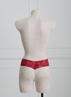 Red lace Pearl Chain Ouvert thong underwear featuring hand-crafted pearl chains for an elegant and seductive look. Part of our premium hot lingerie collection from a top lingerie brand.